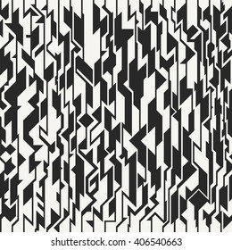 Modern stylish abstract irregular geometric texture with structure of vertical randomly twisted lines - vector seamless pattern