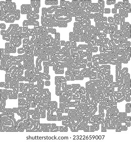  Modern stylish abstract texture. Geometric shapes from striped elements. Black and white pattern.
