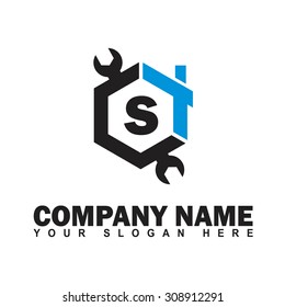 Modern and stylish alphabetical logo design in vector for setting, workshop, construction, home, etc.