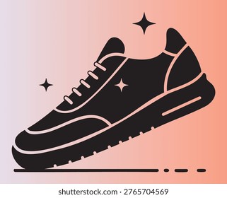 Modern stylish athletic sneaker design with sparkling stars illustration for sports and fashion themes