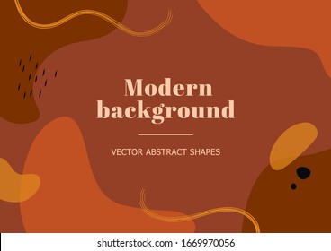 Modern stylish background with organic abstract shapes and line in terracotta colors. Contemporary template in bauhaus style. Burnt orange contemporary collage. Vector Illustration for branding design