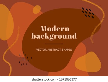 Fondo moderno y elegante con formas abstractas orgánicas y líneas. Plantilla contemporánea en baudios. Collage contemporáneo quemado en naranja. Ilustración de vectores para diseño de marca