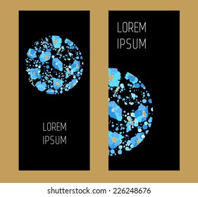 Modern stylish black banners with flower pattern