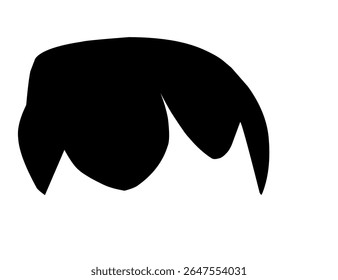 Silhueta de cabelo preto elegante moderna com franjas, ideal para design de avatar, ícone ou elemento gráfico.