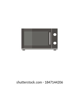 modern stylish black microwave oven, created in flat design, minimalistic style, vector icon, design element