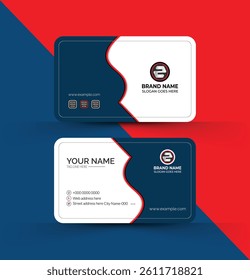 Modern and stylish blue personal business card template design 