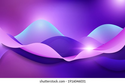 Modern stylish blue purple wave shiny background