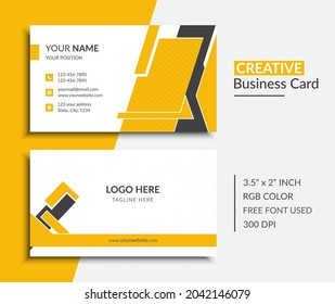 Modern, Stylish, Clean, Creative and Simple Business Card Template Design. Vector illustration. Two Sided Black and Yellow Color.