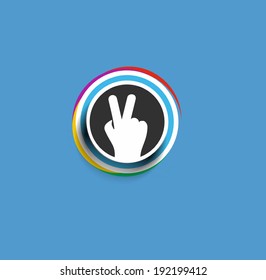 Modern stylish colors victory web icon design element. 