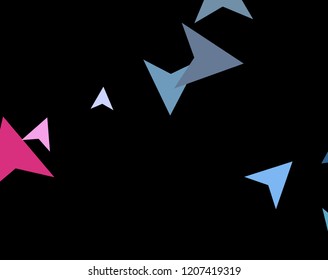 Modern stylish concept of colorful triangles on dark background. Abstract Paper planes, arrows, arrowheads. Vector illustration