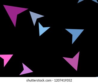 Modern stylish concept of colorful triangles on dark background. Abstract Paper planes, arrows, arrowheads. Vector illustration
