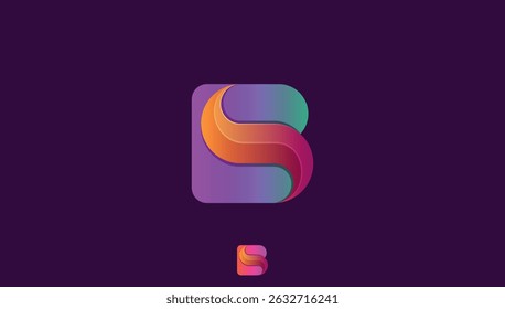 carta conectada moderna e elegante bs, design de logotipo sb