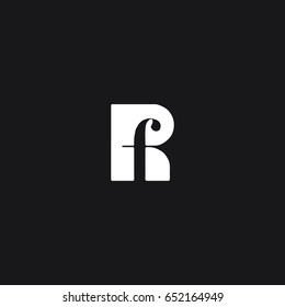 Modern stylish creative unique geometric fashion and sports brand black and white color RF FR R F initial based letter icon logo.