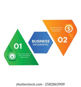 Modern stylish editable infographic with icons designed for business concept 2 step