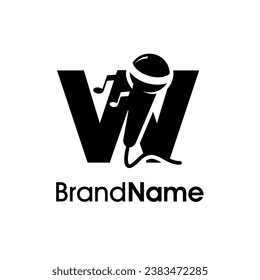 Modern, stylish and eye caching logo design initial W combine with microphone and music icon. The logo good for company related music and logo can work as well in small size.
