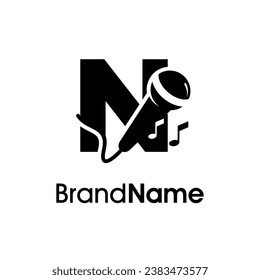 Modern, stylish and eye caching logo design initial N combine with microphone and music icon. The logo good for company related music and logo can work as well in small size.