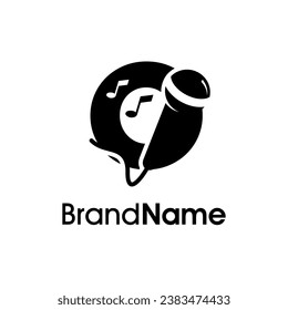 Diseño de logotipo moderno, elegante y de caché visual inicial O se combina con micrófono e icono de música. El logotipo, bueno para la música y el logotipo relacionados con la empresa, puede funcionar también en pequeñas dimensiones.