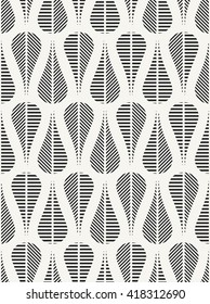 Modern stylish fabric background with structure of repeating teardrops with different geometric texture. Vector seamless pattern.