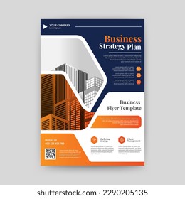 Modern and Stylish Flyer, standard A4 size with Orange and Blue colors ready to use. Vector Eps - 10