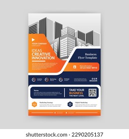 Modern and Stylish Flyer, standard A4 size with Orange and Blue colors ready to use. Vector Eps - 10