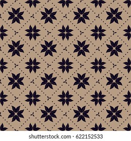 Modern stylish geometric floral purple and white flower pattern for textile, wallpaper, pattern fills, covers, surface, print, gift wrap scrapbooking decoupage Seamless abstract classic pattern