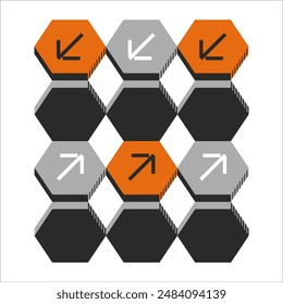 Modern and stylish geometric pattern design featuring hexagonal shapes in black, gray, and orange. Vector