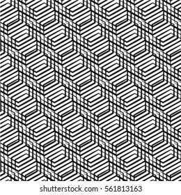 Modern stylish geometric texture with regularly 
repeating hexagons, rhombus. Vector element of graphic design.
