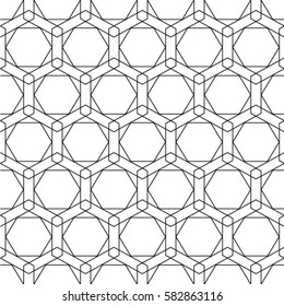 Modern stylish geometric texture with regularly 
repeating hexagons, rhombus. Vector element of graphic design.
