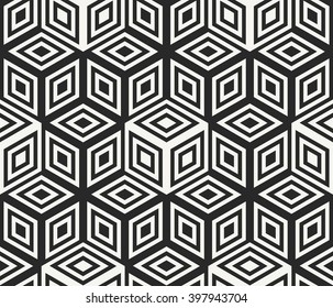 Modern stylish geometrical background design with structure of repeating cubes - vector seamless pattern