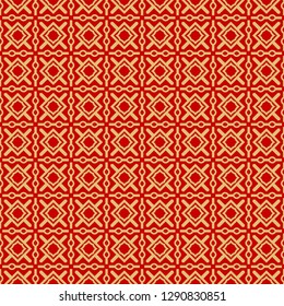 Modern Stylish Geometry Seamless Pattern Art Deco Background. Luxury Texture For Wallpaper, Invitation. Vector Illustration. Red gold color.