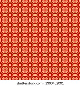 Modern Stylish Geometry Seamless Pattern Art Deco Background. Luxury Texture For Wallpaper, Invitation. Vector Illustration. Red gold color.