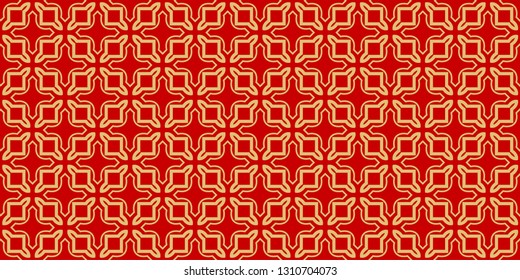 Modern Stylish Geometry Seamless Pattern Art Deco Background. Luxury Texture For Wallpaper, Invitation. Vector Illustration And Handmade Symbol. Red gold color.