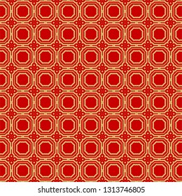 Modern Stylish Geometry Seamless Pattern Art Deco Background. Luxury Texture For Wallpaper, Invitation. Vector Illustration. Red gold color.
