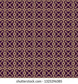 Modern Stylish Geometry Seamless Pattern Art Deco Background. Luxury Texture For Wallpaper, Invitation. Vector Illustration. Purple gold color.