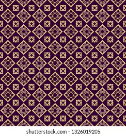 Modern Stylish Geometry Seamless Pattern Art Deco Background. Luxury Texture For Wallpaper, Invitation. Vector Illustration. Purple gold color.