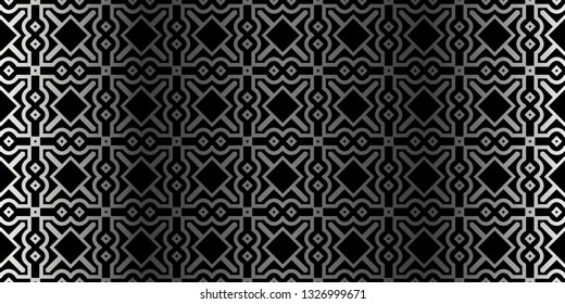 Modern Stylish Geometry Seamless Pattern Art Deco Background. Luxury Texture For Wallpaper, Invitation. Vector Illustration. Charcoal silver color.