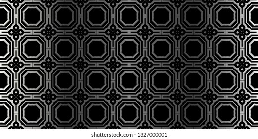 Modern Stylish Geometry Seamless Pattern Art Deco Background. Luxury Texture For Wallpaper, Invitation. Vector Illustration. Charcoal silver color.