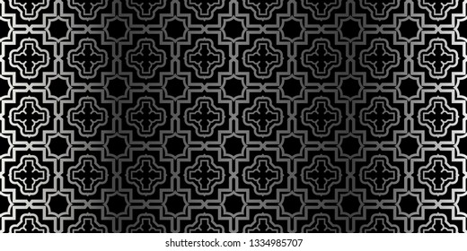 Modern Stylish Geometry Seamless Pattern Art Deco Background. Luxury Texture For Wallpaper, Invitation. Vector Illustration. Charcoal silver color.