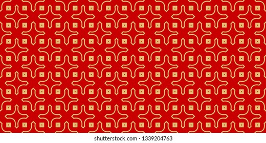 Modern Stylish Geometry Seamless Pattern Art Deco Background. Luxury Texture For Wallpaper, Invitation. Vector Illustration And Handmade Symbol. Red gold color.