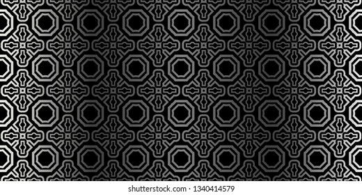 Modern Stylish Geometry Seamless Pattern Art Deco Background. Luxury Texture For Wallpaper, Invitation. Vector Illustration. Charcoal silver color.