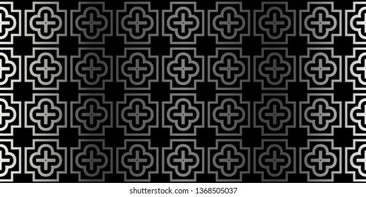 Modern Stylish Geometry Seamless Pattern Art Deco Background. Luxury Texture For Wallpaper, Invitation. Vector Illustration. Charcoal silver color.
