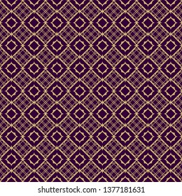 Modern Stylish Geometry Seamless Pattern Art Deco Background. Luxury Texture For Wallpaper, Invitation. Vector Illustration. Purple gold color.