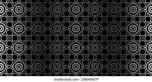 Modern Stylish Geometry Seamless Pattern Art Deco Background. Luxury Texture For Wallpaper, Invitation. Vector Illustration. Charcoal silver color.