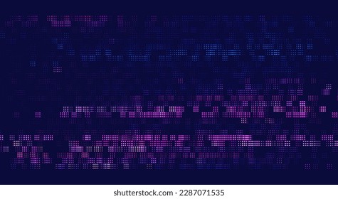 Modern Stylish Glitch Pixels Technology Texture Design for Banners, Web Pages, Presentations. Tech Abstract Cyberpunk Game Background with Random Colorful Squares. Vector Squares Mosaic Pattern.