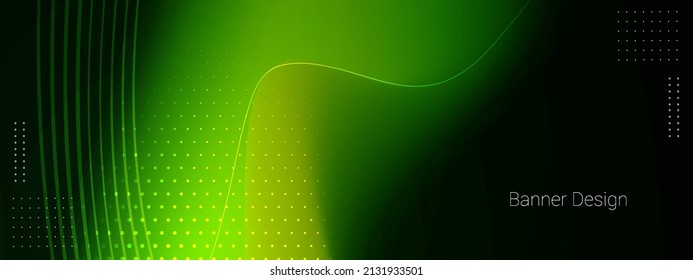 Modern stylish green abstract geometric wavy mesh banner pattern design vector