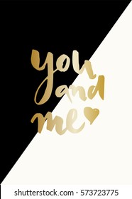Modern and stylish greeting card template for Valentine's Day with text in gold on black and cream geometric background.