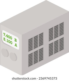 A modern and stylish grey power block in vector isometric design, combining aesthetics with functionality. Ideal for tech enthusiasts and professionals.