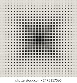 Modern Stylish Halftone Square Pattern Abstract Background. Monochromatic grid with variable square shapes. Ideal for contemporary design, digital art, and tech-inspired projects.