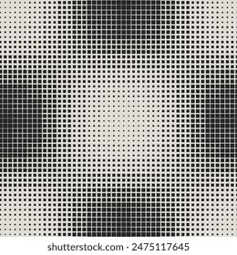 Modern Stylish Halftone Square Pattern Abstract Background. Monochromatic grid with variable square shapes. Ideal for contemporary design, digital art, and tech-inspired projects.