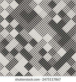 Modern Stylish Halftone Square Pattern Abstract Background. Monochromatic grid with variable square shapes. Ideal for contemporary design, digital art, and tech-inspired projects.